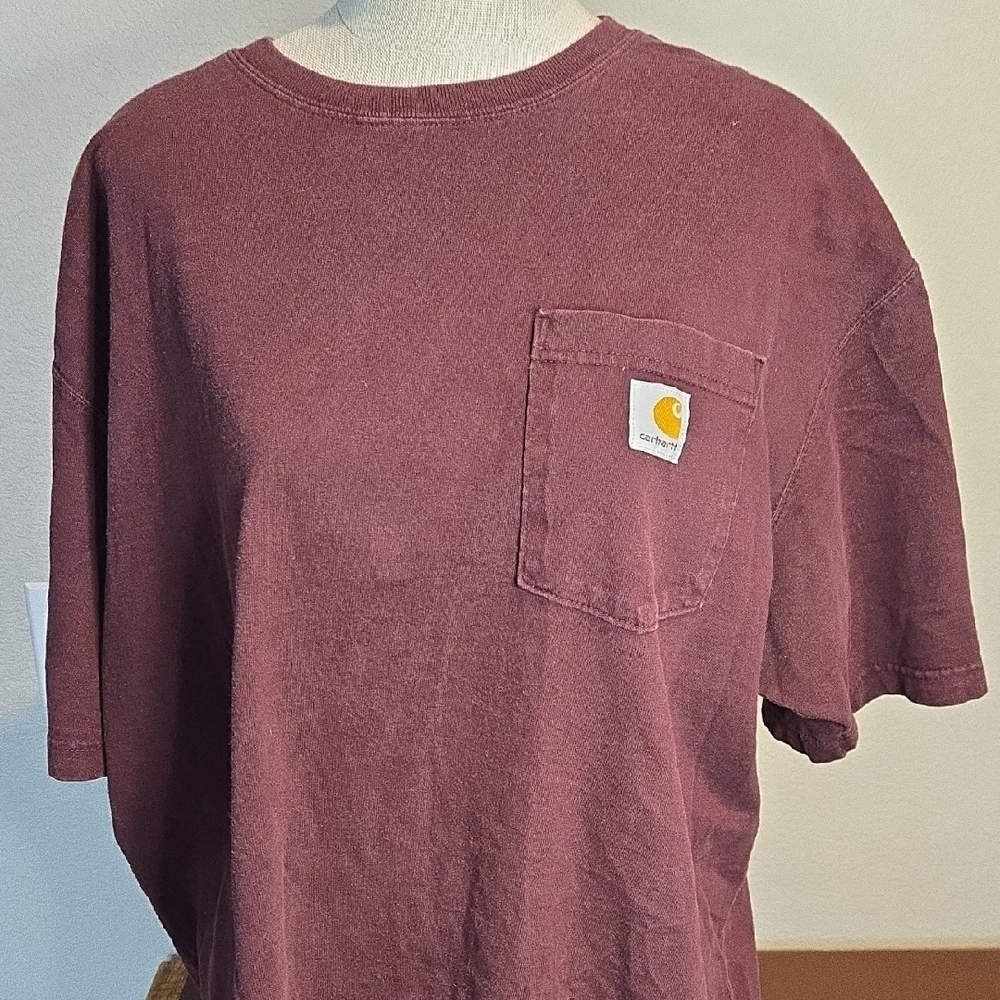Carhartt Men's Burgundy Short Sleeve Pocket Tee